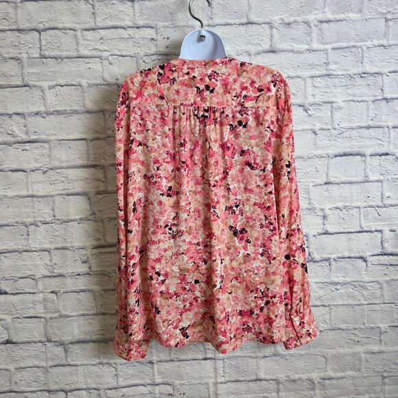 The Limited XL Pink Floral Popover Long Sleeve Blouse - Picture 2 of 10